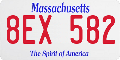 MA license plate 8EX582