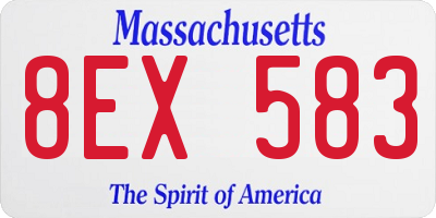 MA license plate 8EX583