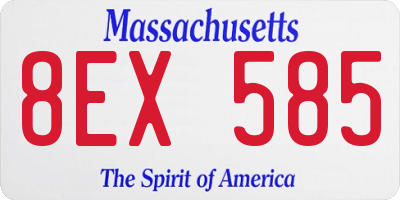 MA license plate 8EX585