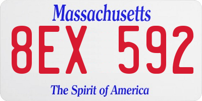 MA license plate 8EX592