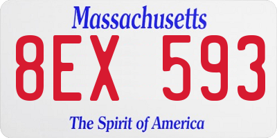 MA license plate 8EX593