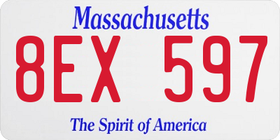MA license plate 8EX597