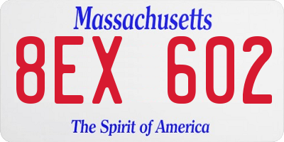 MA license plate 8EX602