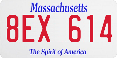 MA license plate 8EX614