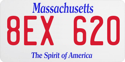 MA license plate 8EX620