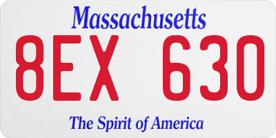 MA license plate 8EX630