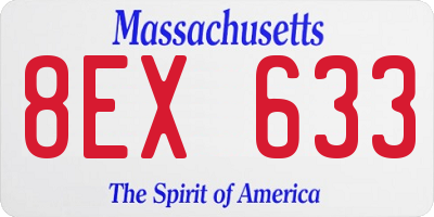 MA license plate 8EX633