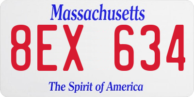 MA license plate 8EX634