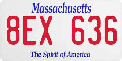 MA license plate 8EX636