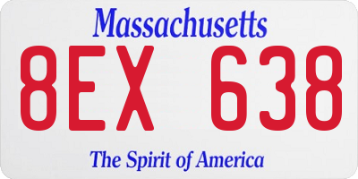 MA license plate 8EX638