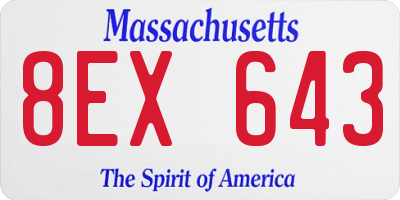 MA license plate 8EX643