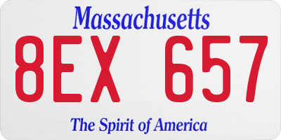 MA license plate 8EX657