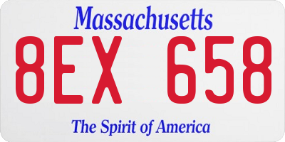 MA license plate 8EX658