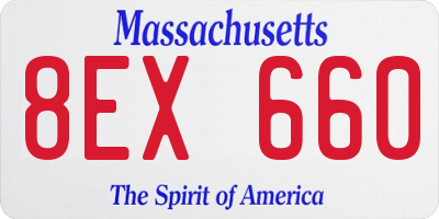 MA license plate 8EX660