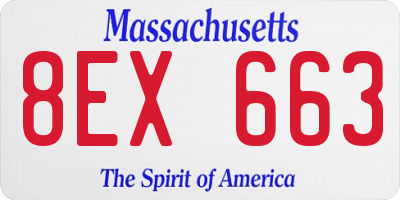 MA license plate 8EX663