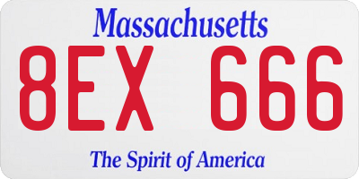 MA license plate 8EX666