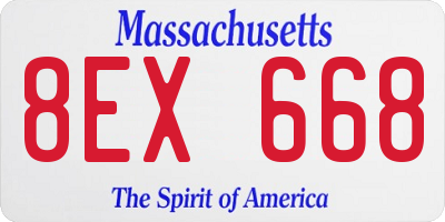 MA license plate 8EX668
