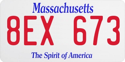 MA license plate 8EX673
