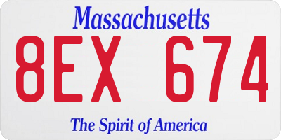 MA license plate 8EX674