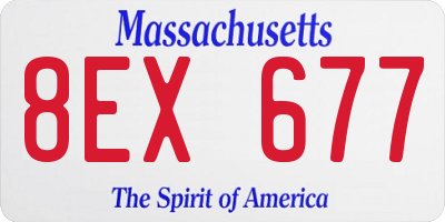 MA license plate 8EX677