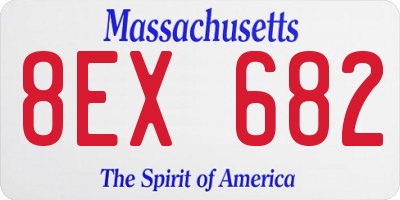 MA license plate 8EX682