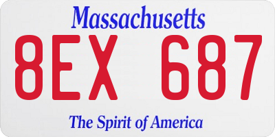 MA license plate 8EX687