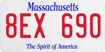 MA license plate 8EX690