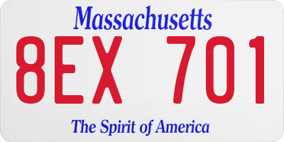 MA license plate 8EX701
