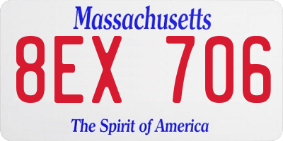MA license plate 8EX706