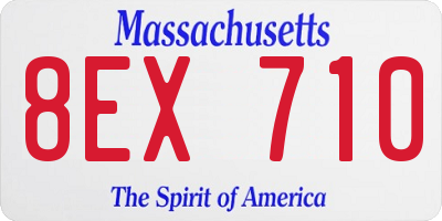 MA license plate 8EX710
