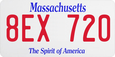 MA license plate 8EX720