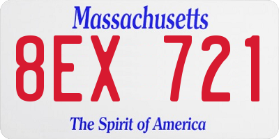 MA license plate 8EX721