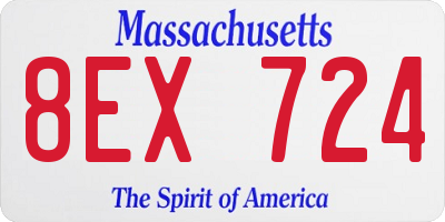 MA license plate 8EX724