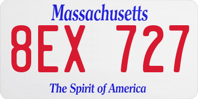 MA license plate 8EX727