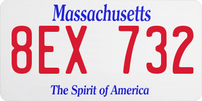 MA license plate 8EX732