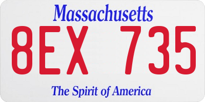 MA license plate 8EX735