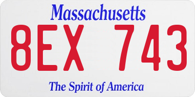 MA license plate 8EX743
