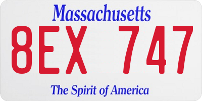 MA license plate 8EX747