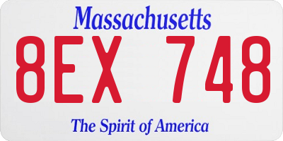 MA license plate 8EX748