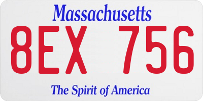 MA license plate 8EX756