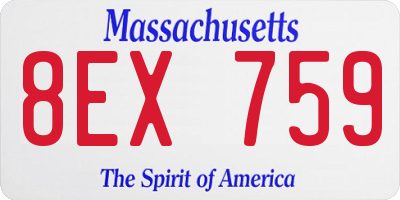 MA license plate 8EX759