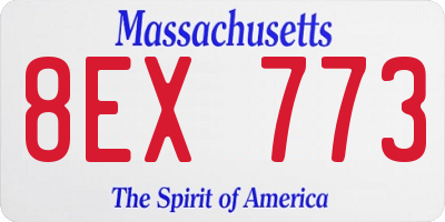 MA license plate 8EX773