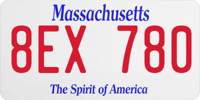 MA license plate 8EX780