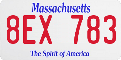 MA license plate 8EX783