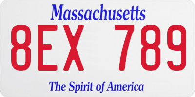 MA license plate 8EX789