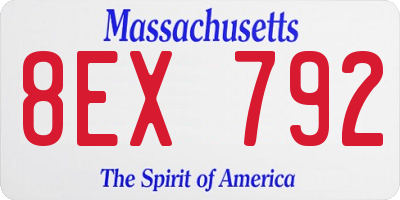 MA license plate 8EX792