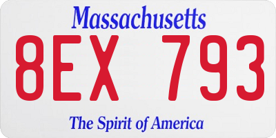 MA license plate 8EX793