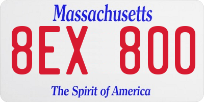 MA license plate 8EX800