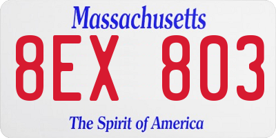 MA license plate 8EX803