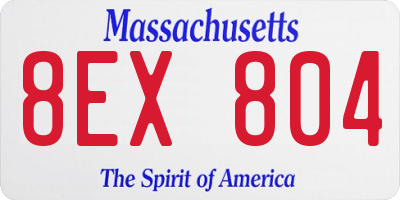 MA license plate 8EX804